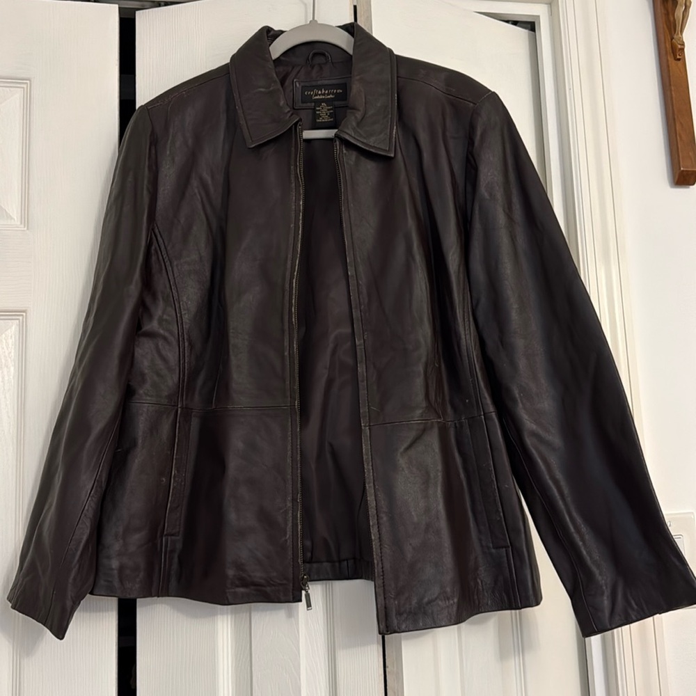 Vintage Distressed Brown Leather Jacket Lambskin